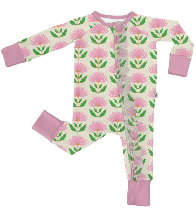 Goosies Romper, Pink Block Flowers