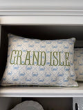 Blue Crab Light Blue Pattern Pillow- Grand Isle