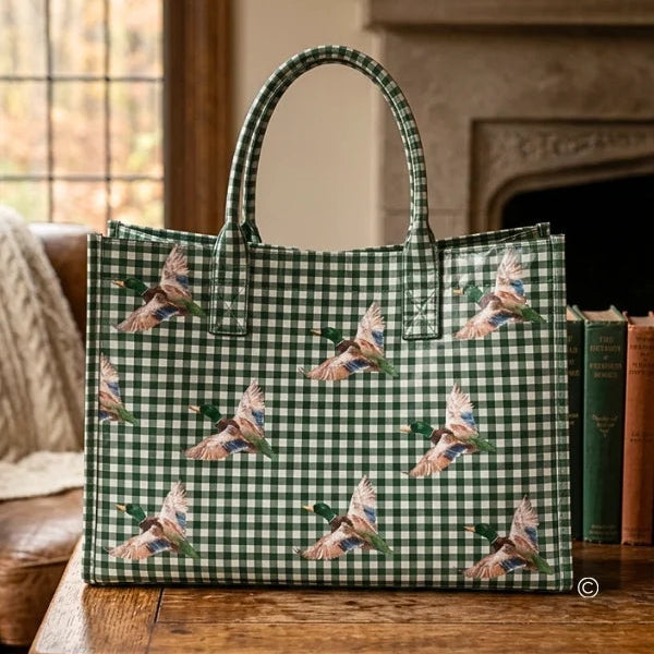 Mallard Marshland Green Gingham Vinyl Tote