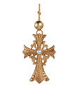 4.5" Gold Cross Ornament with Pearl