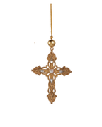 4.5" Gold Cross Ornament with Pearl