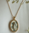 Mother Mary in Blue Roses Necklace