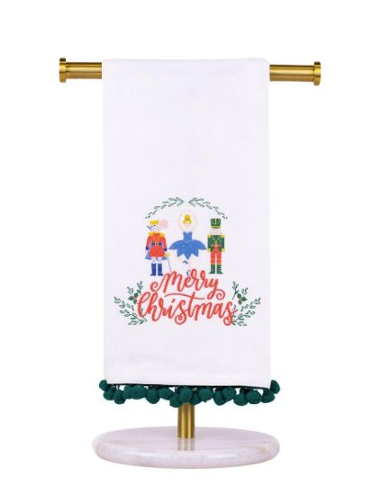 Merry Christmas Waltz Pom Pom Hand Towel
