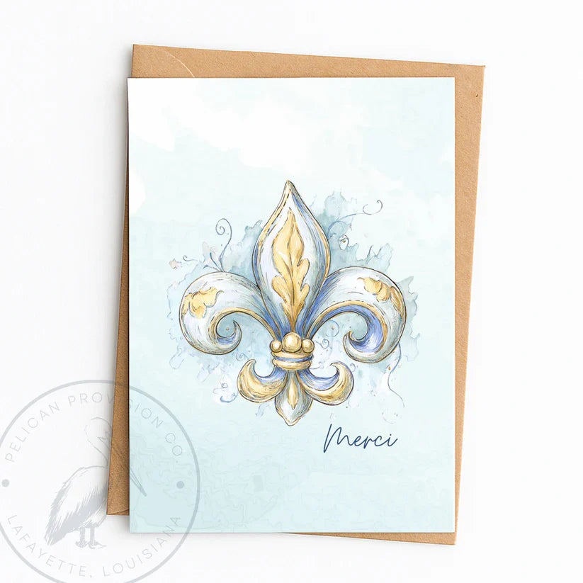 Merci Fleur De Lis Greeting Card