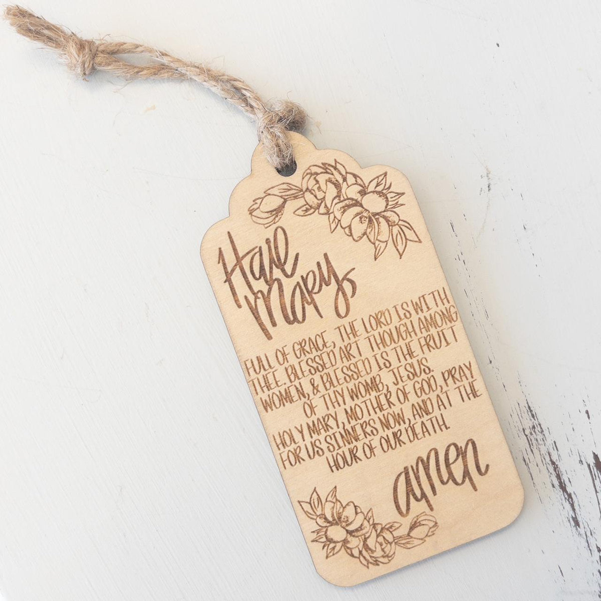 Hail Mary Prayer Tag Ornament