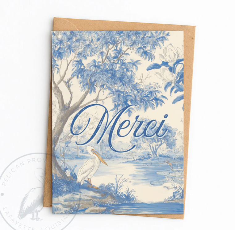 Merci Pelican Scene Greeting Card