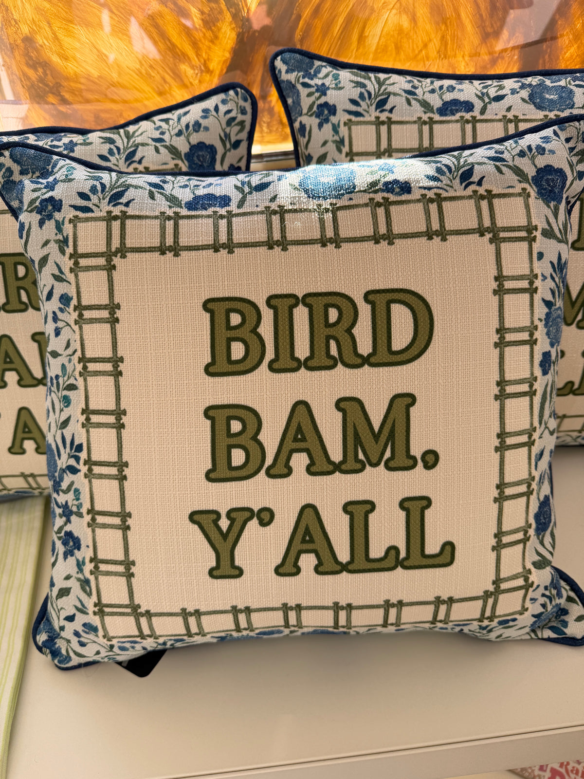 Bird Bam Y'all Square Pillow