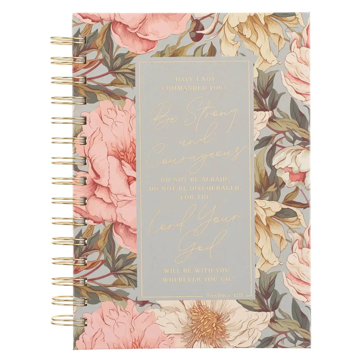 Journal Spiral-bound Floral Strong & Courageous Josh. 1:9
