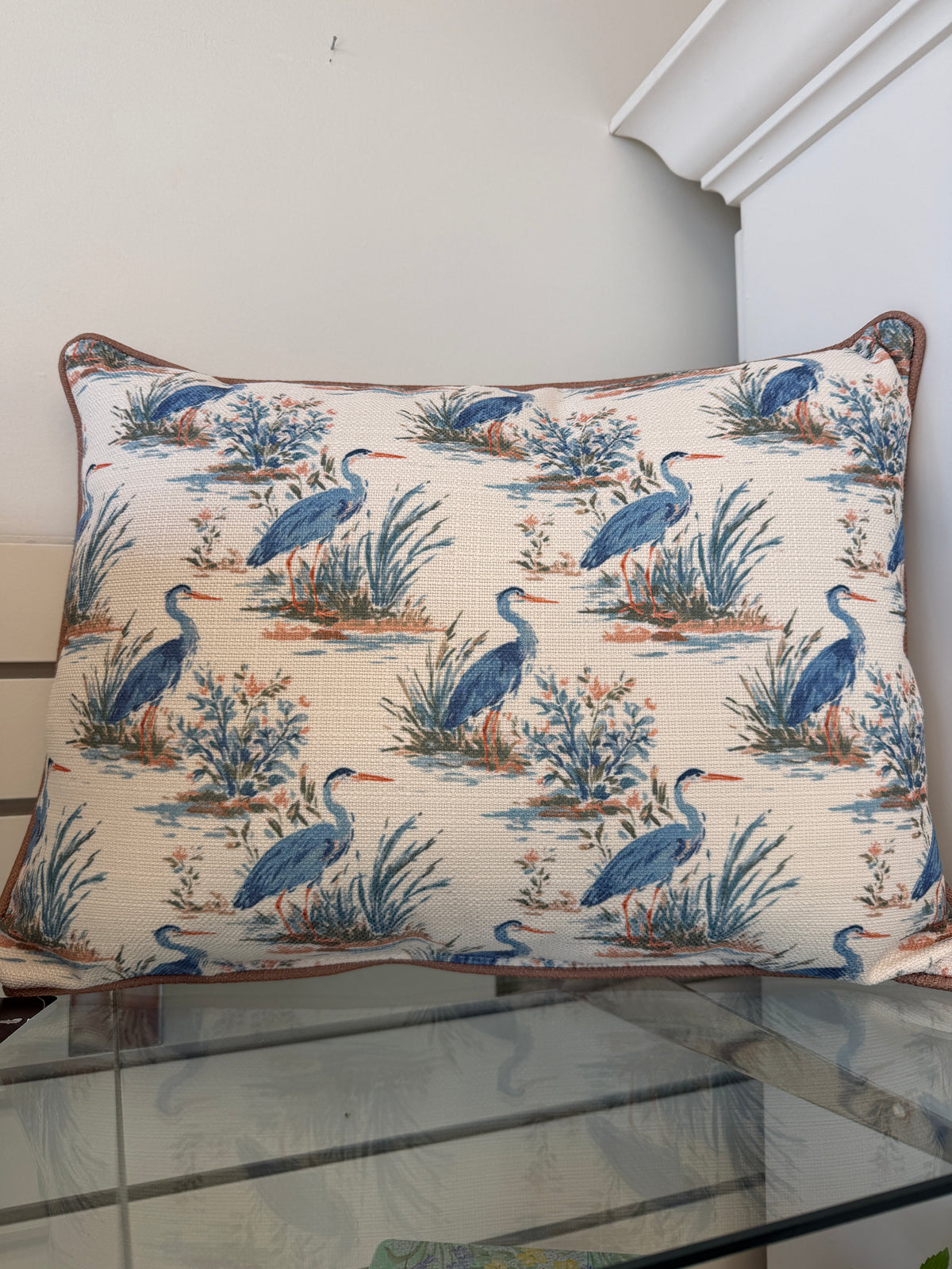 Painted Heron Multi Pattern Pillow