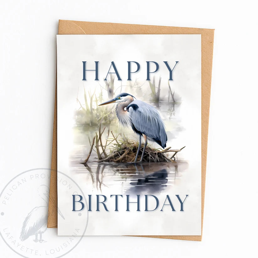 Heron Birthday Greeting Card