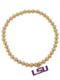 LSU Tiger Bead Stretch Bracelet