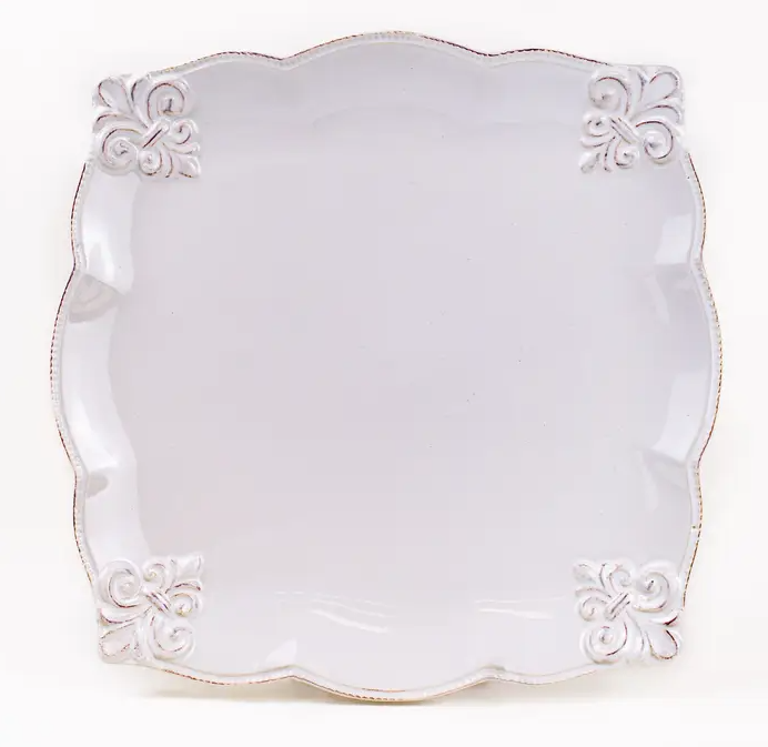 Embossed Fleur De Lis Square Platter