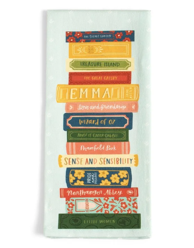 Book Stack Tea Towel