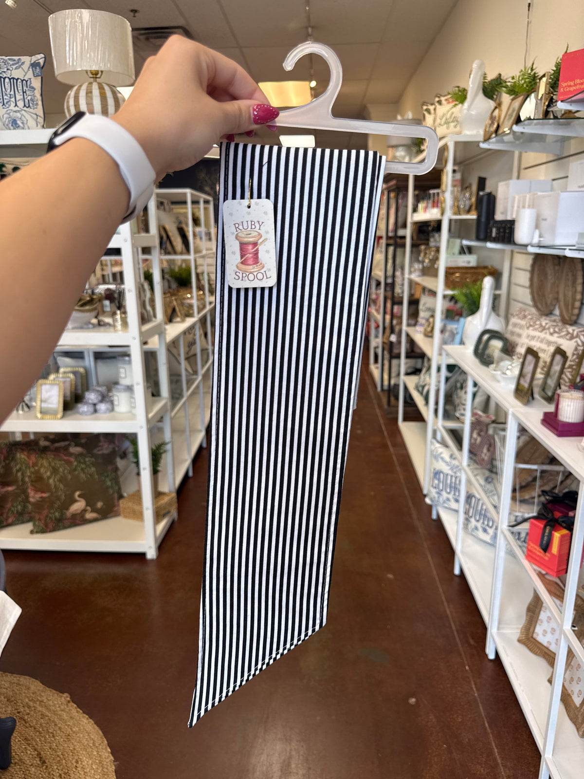 Black and White Stripe Wreath Sash