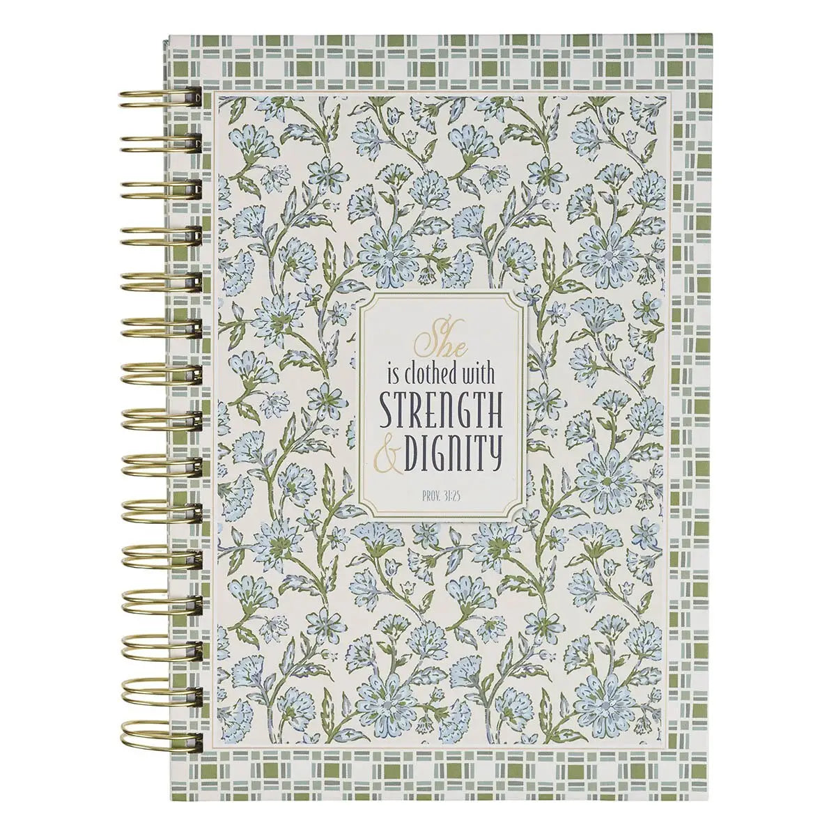 Journal Spiral Blue Floral Strength And Dignity Prov. 31:25