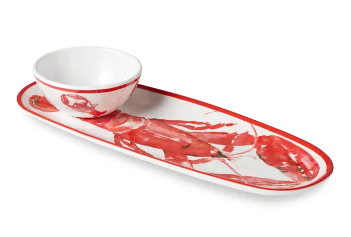 Crawfish Oval Tray w/ Dip Bowl