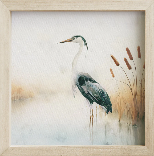 Heron Cattails Scene 10"
