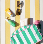 Megan Cosmetic Bag White/ Emerald