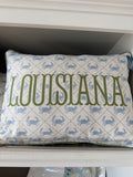 Blue Crab Light Blue Pattern Pillow-Louisiana