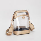 Buttoned Up Clear Purse Gold