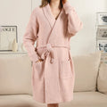 Solid Color Luxury Soft Robe W/ Front Pockets & Belt- Pink