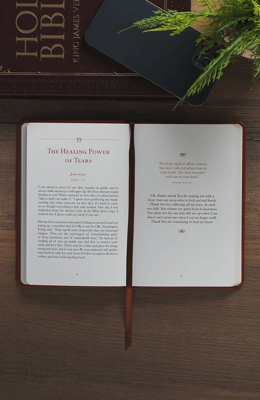Devotional Comforted By God Faux Leather
