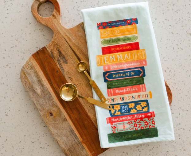 Book Stack Tea Towel