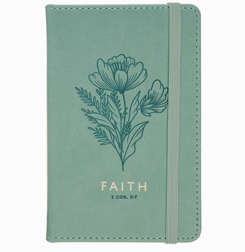 Notebook with Elastic Closure Faux Green Faith