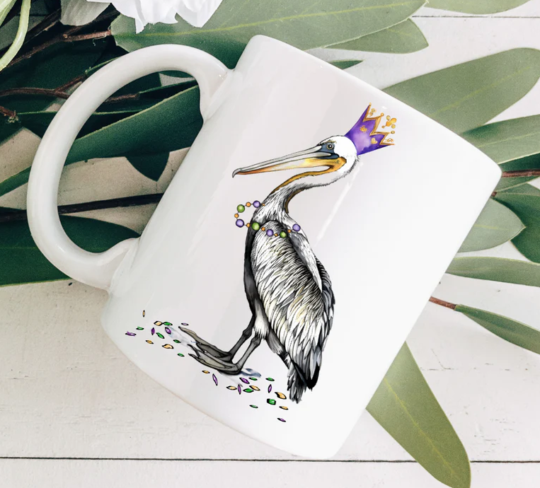 Mardi Gras Pelican Coffee Mug