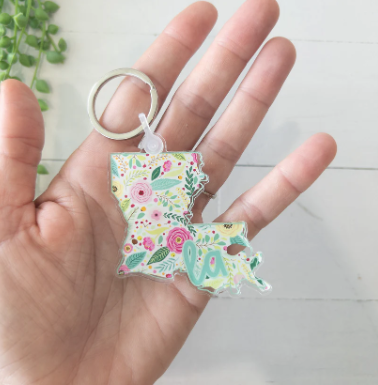 Bright Floral Louisiana Keychain