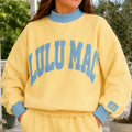 Lulu Mac Puff Mock Neck Sweatshirt Butter Yellow and Light Blue