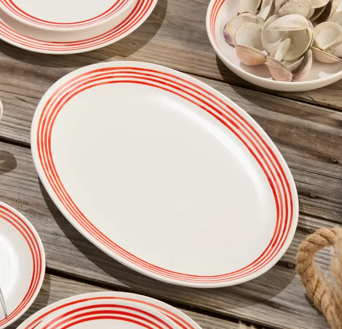 Dockside Red Oval Platter