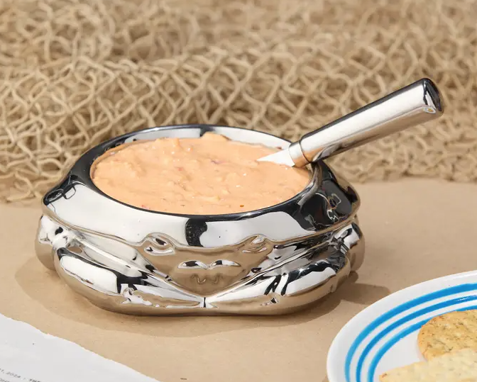 Silver Plated Crab Dip Bowl with Spreader