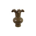 Opaque Glass Footed Ruffled Vase, Olive Color