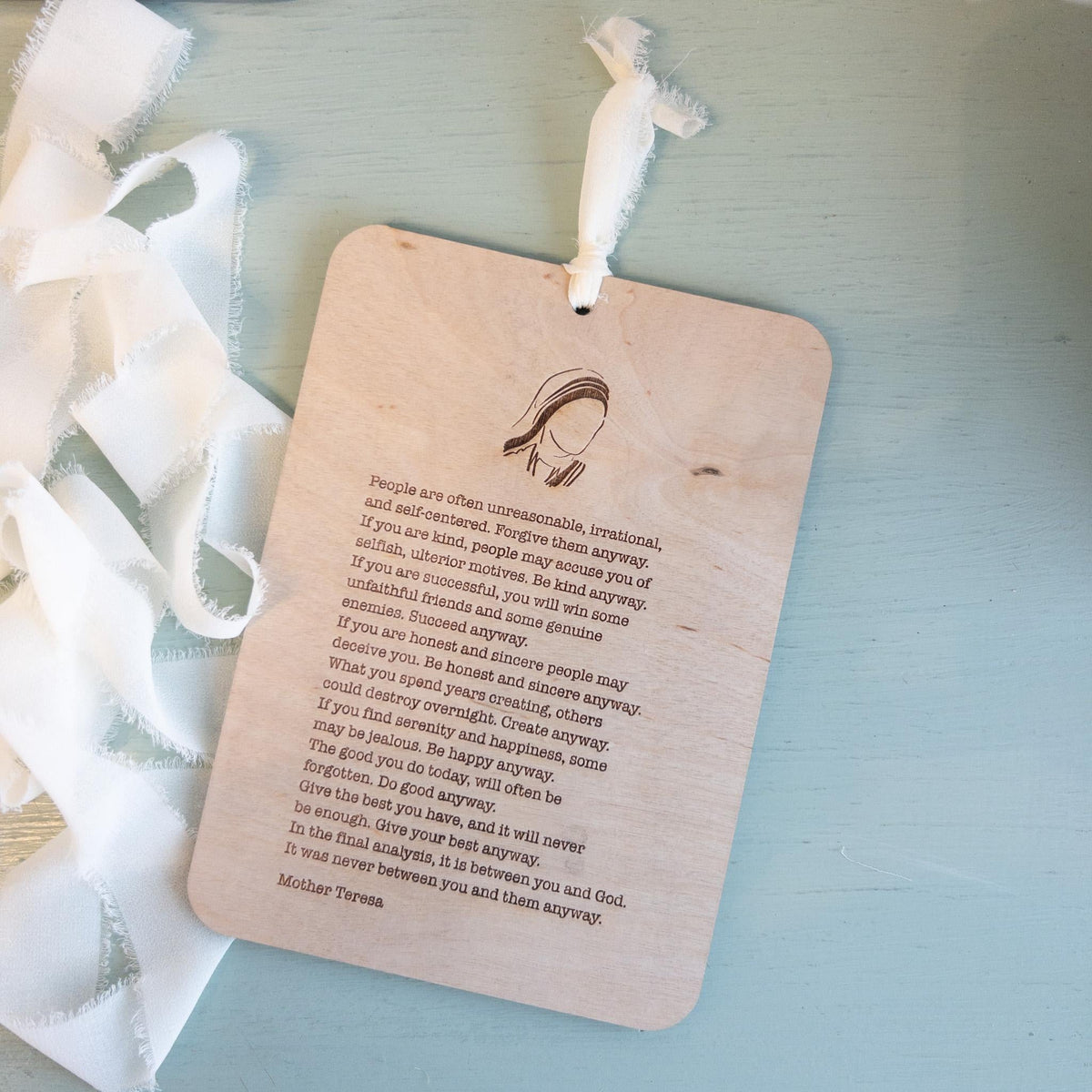 Mother Teresa Prayer Plaque