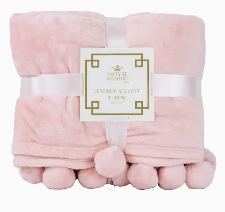 Pom Pom Pink Throw Blanket