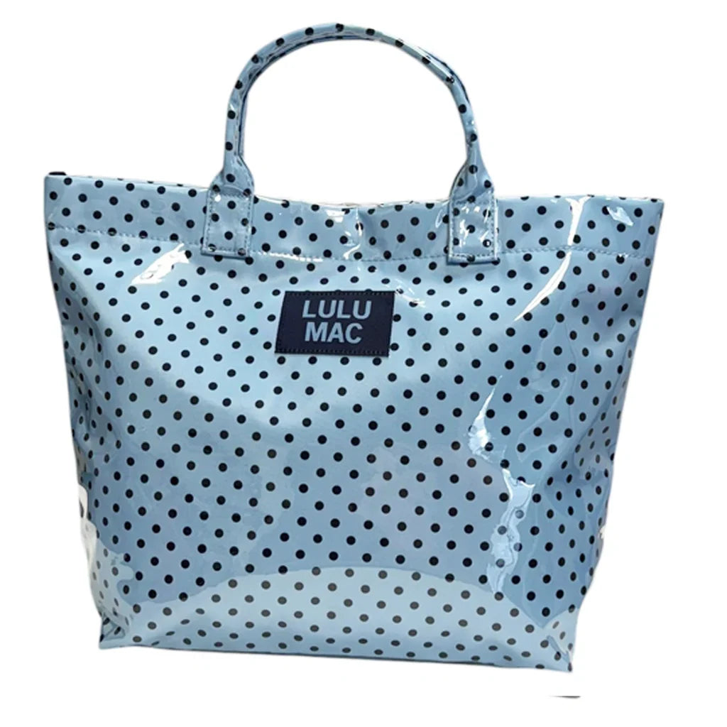 Lulu Mac Tote Bag Blue and Navy Polka Dots